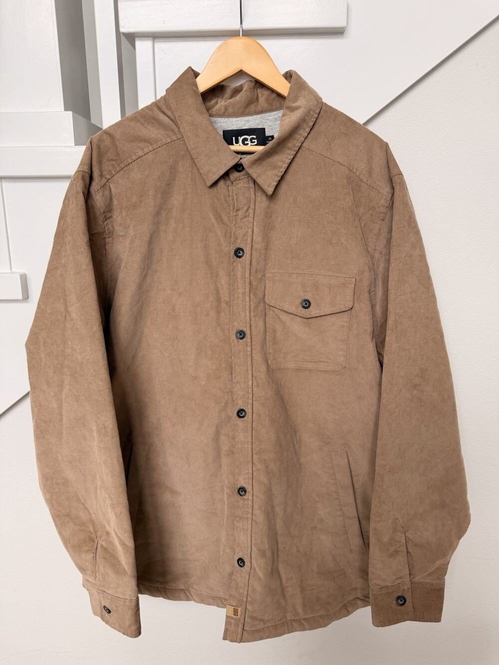UGG Mens Tan Collared Long Sleeve Casual Button-Front Shirt Jacket Size XXL